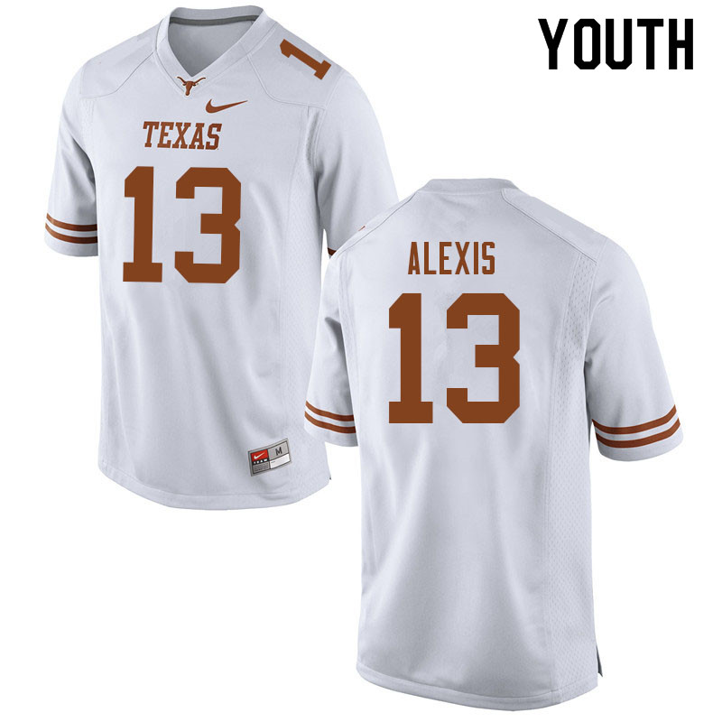 Youth #13 Jaden Alexis Texas Longhorns College Football Jerseys Sale-White